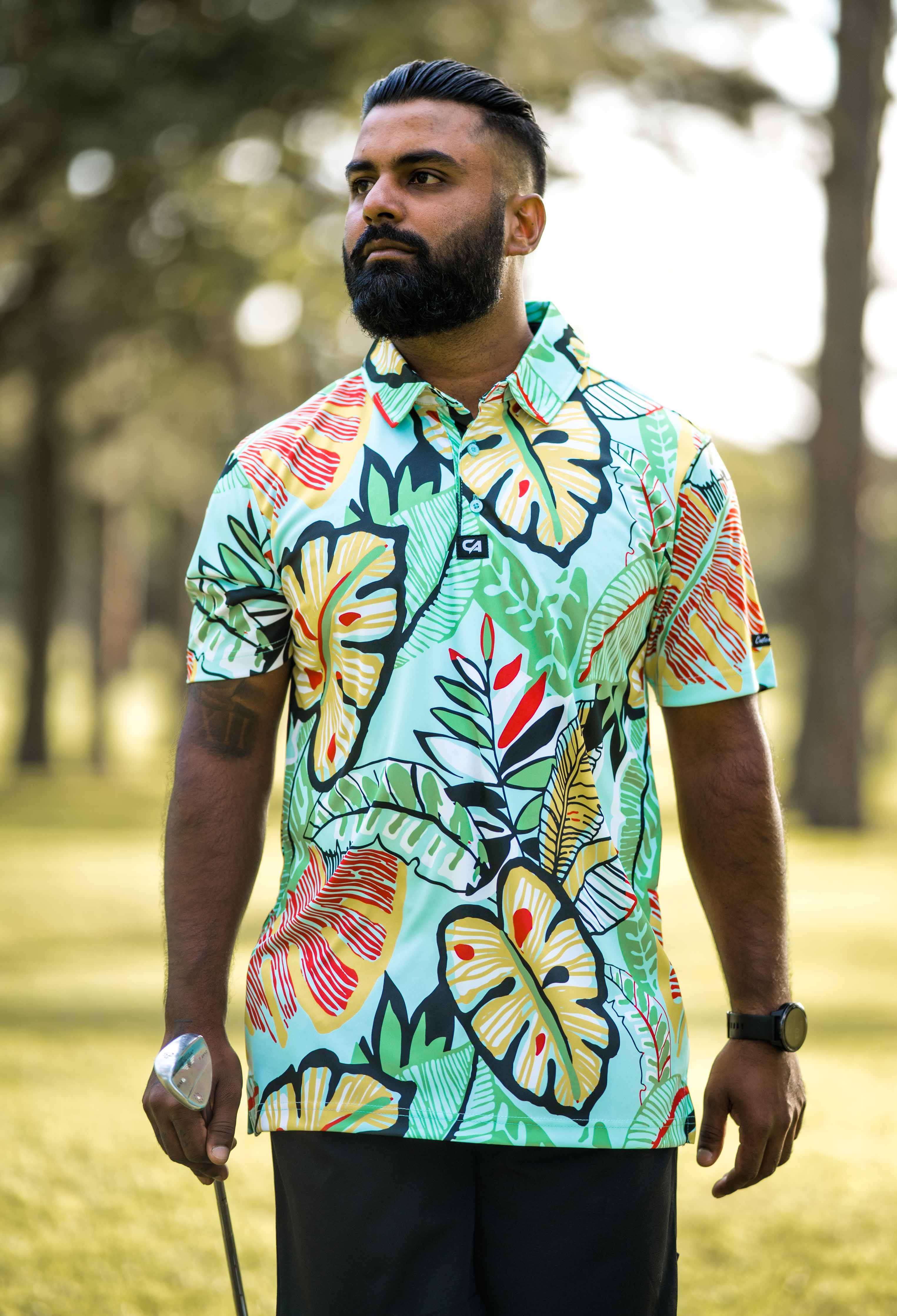 CA Funky Golf Polo | Leafy Greens