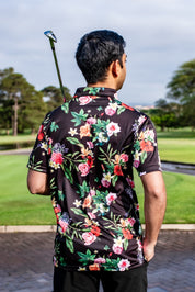 CA Funky Golf Polo | Black Floral