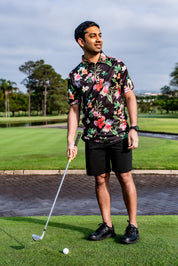 CA Funky Golf Polo | Black Floral